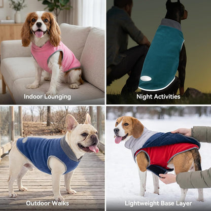 2 Pack Fleece Dog Sweater Pullover Vest with Reflective Stripe, XL