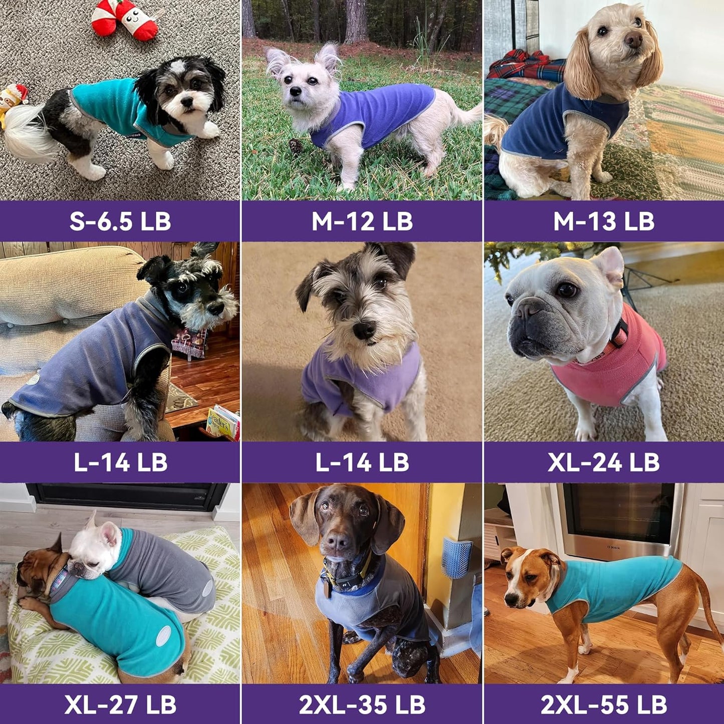 2 Pack Fleece Dog Sweater Pullover Vest with Reflective Stripe, XL