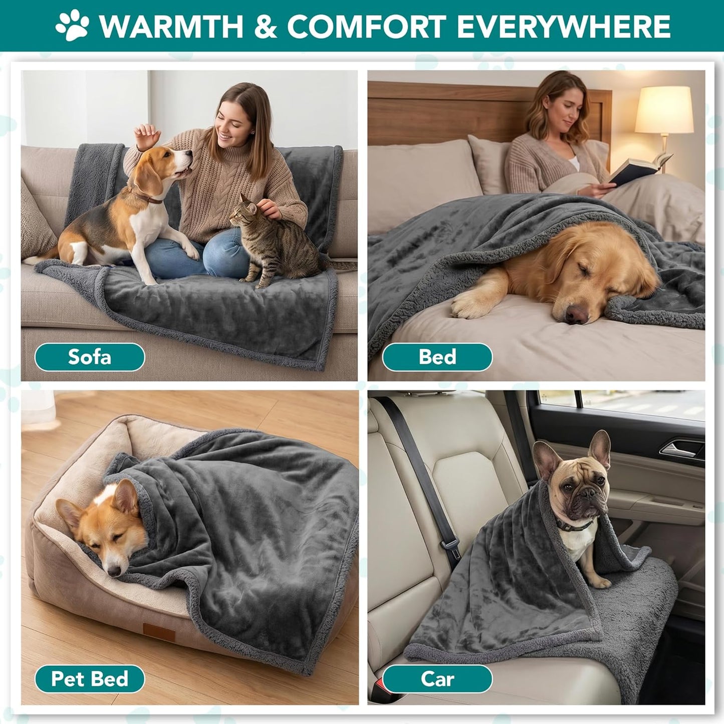 Dog Blanket Small Medium Pet Cat Puppy Kitten, 40X29 Mini Solid Gray