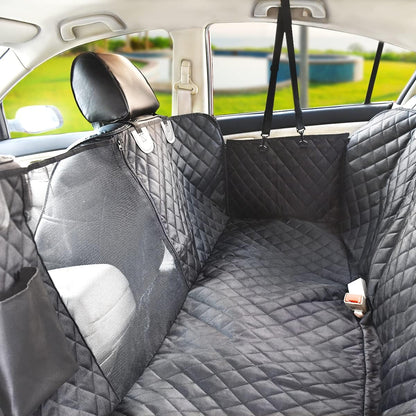Premium Waterproof Dog Car Seat Cover for Back Seat with Mesh Window, Scratch-Resistant and Anti-Slip Hammock Design