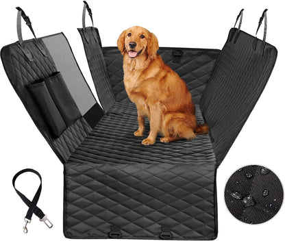 Premium Waterproof Dog Car Seat Cover for Back Seat with Mesh Window, Scratch-Resistant and Anti-Slip Hammock Design