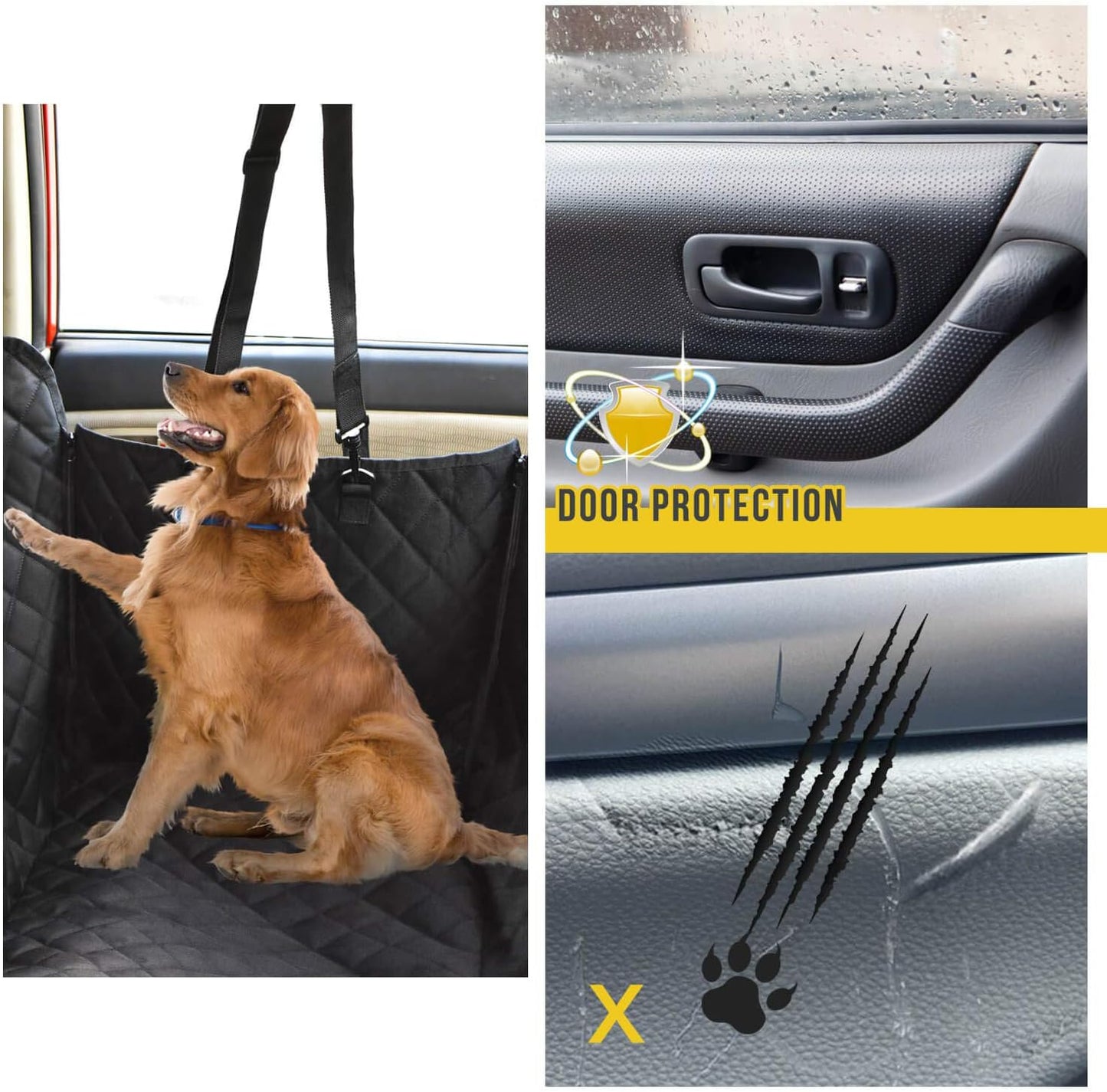 Premium Waterproof Dog Car Seat Cover for Back Seat with Mesh Window, Scratch-Resistant and Anti-Slip Hammock Design