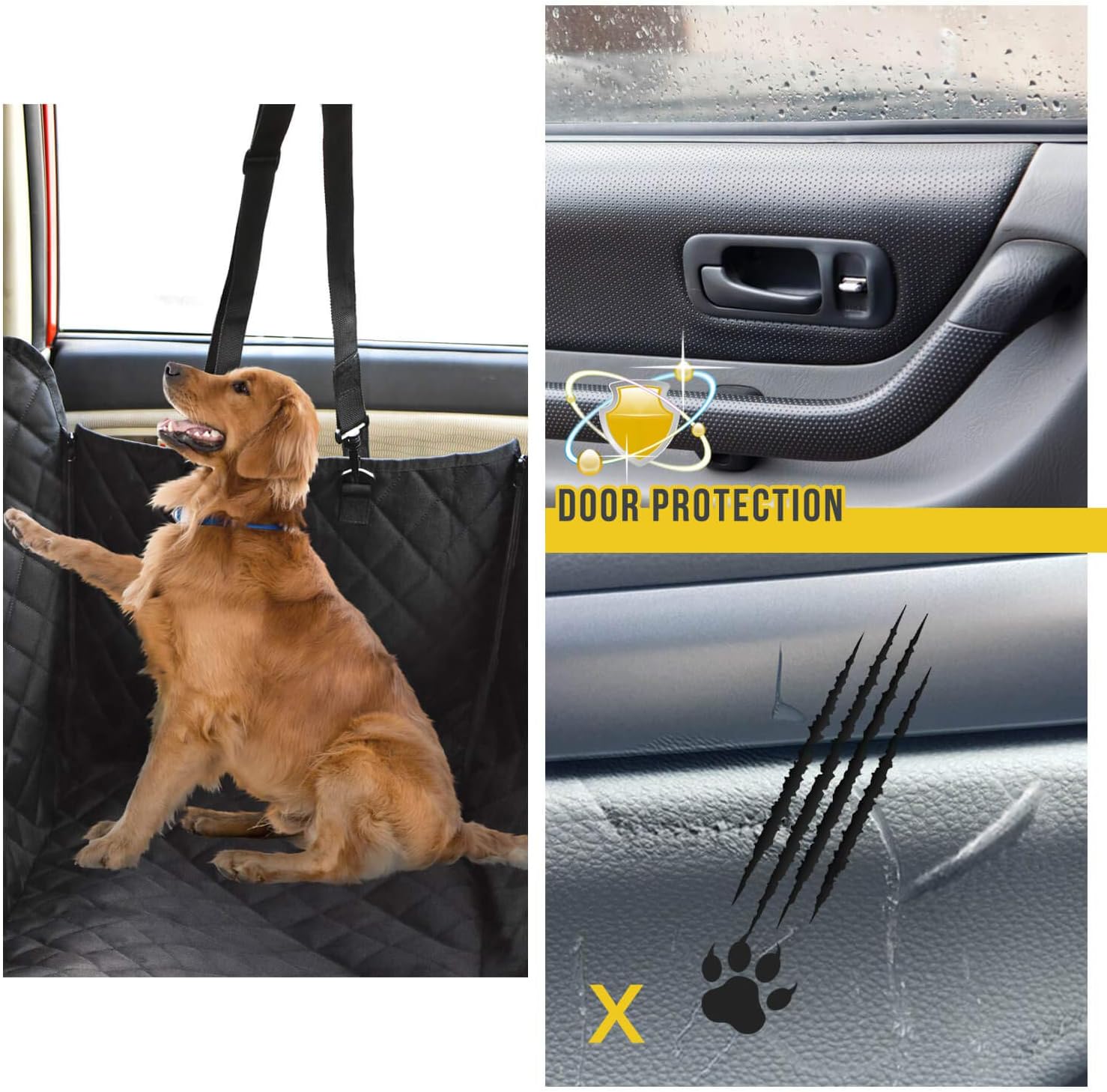 Premium Waterproof Dog Car Seat Cover for Back Seat with Mesh Window, Scratch-Resistant and Anti-Slip Hammock Design