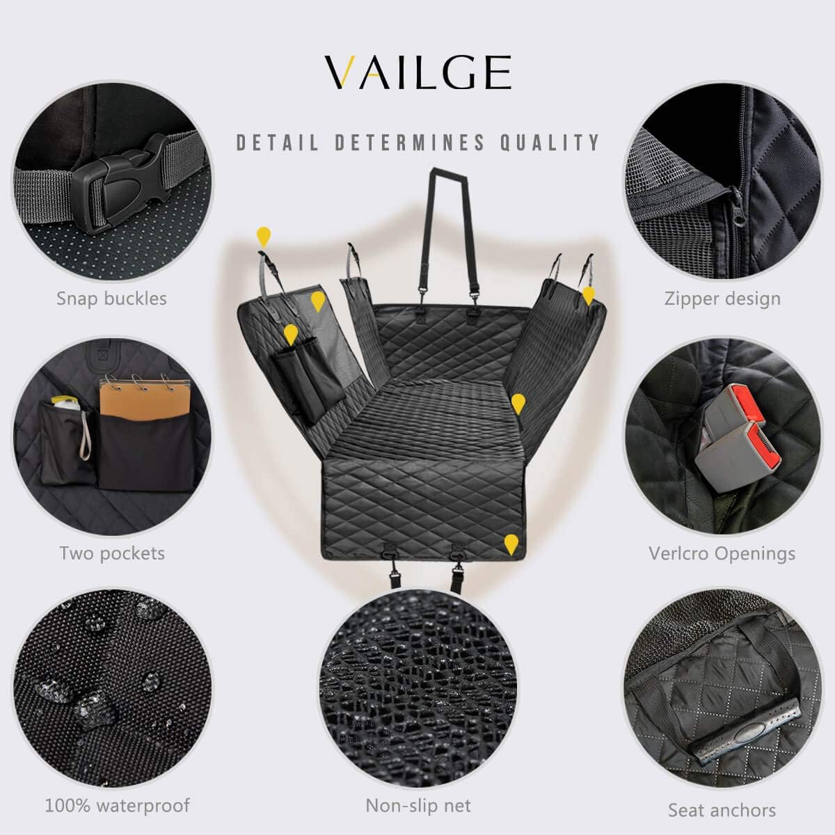 Premium Waterproof Dog Car Seat Cover for Back Seat with Mesh Window, Scratch-Resistant and Anti-Slip Hammock Design