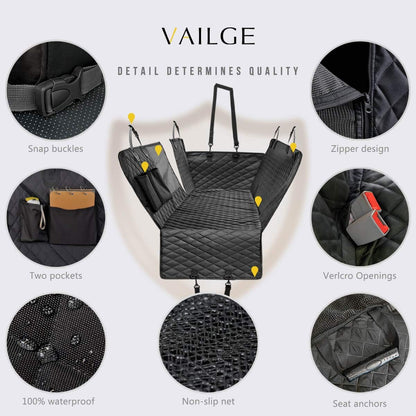 Premium Waterproof Dog Car Seat Cover for Back Seat with Mesh Window, Scratch-Resistant and Anti-Slip Hammock Design