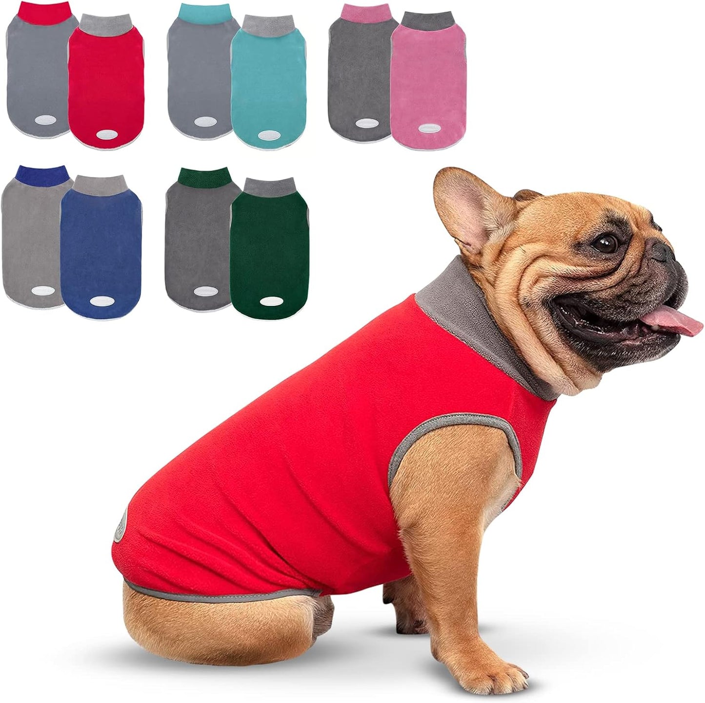 2 Pack Fleece Dog Sweater Pullover Vest with Reflective Stripe, XL