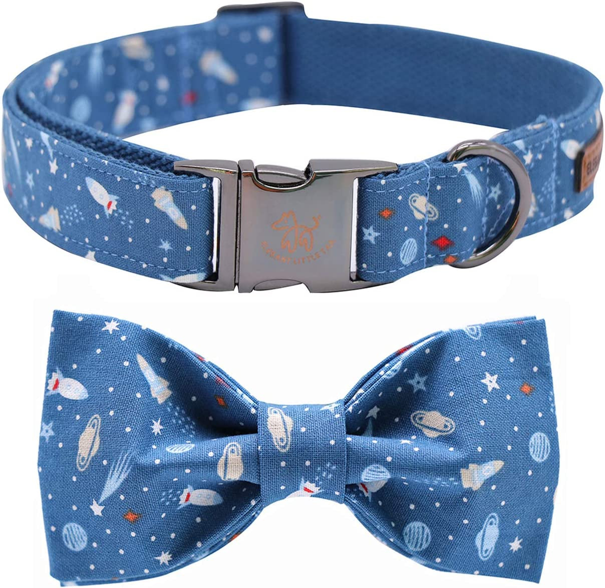 Dog Collar with Bow, Cotton & Webbing Boy Bow Dog Collar X-Large