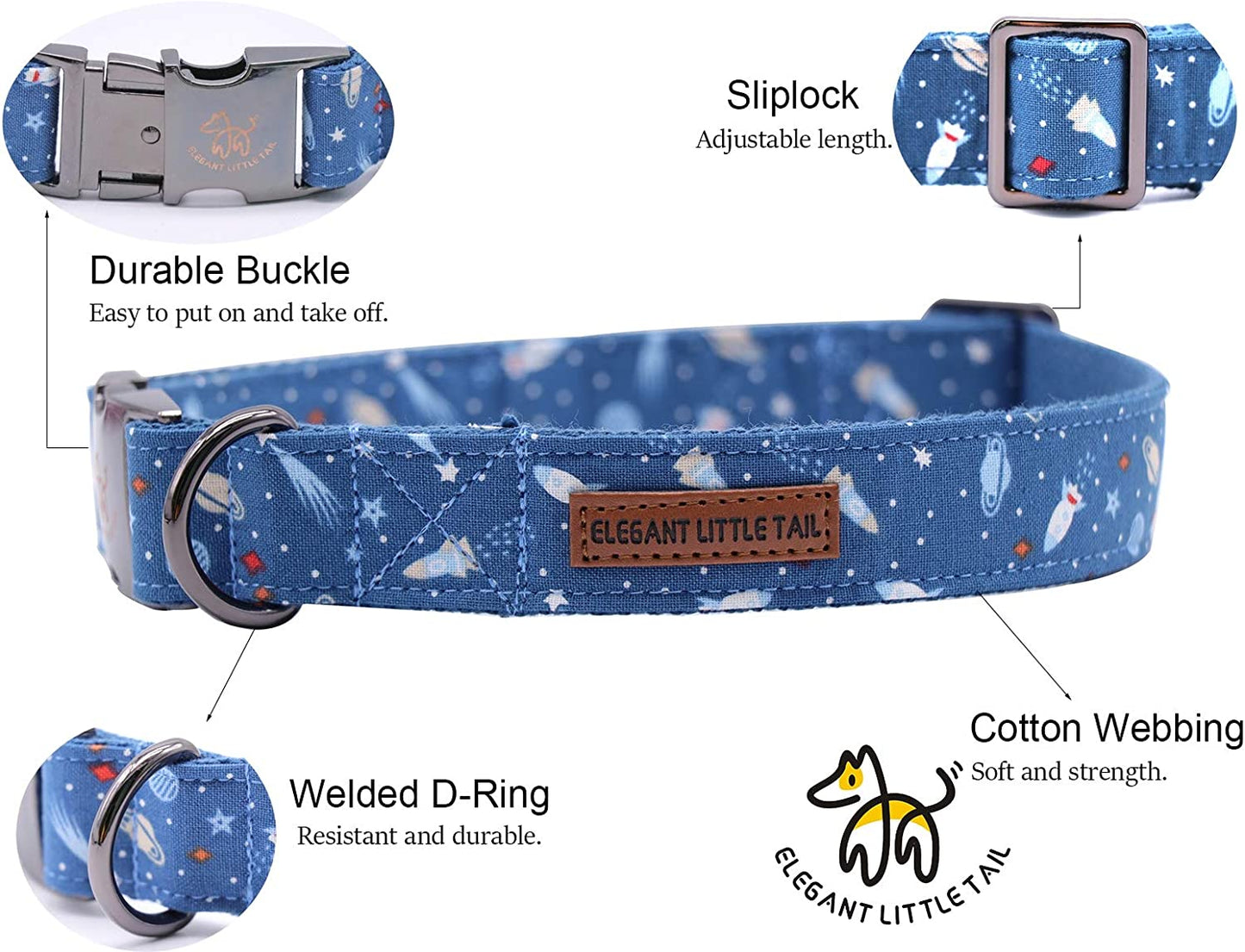 Dog Collar with Bow, Cotton & Webbing Boy Bow Dog Collar X-Large