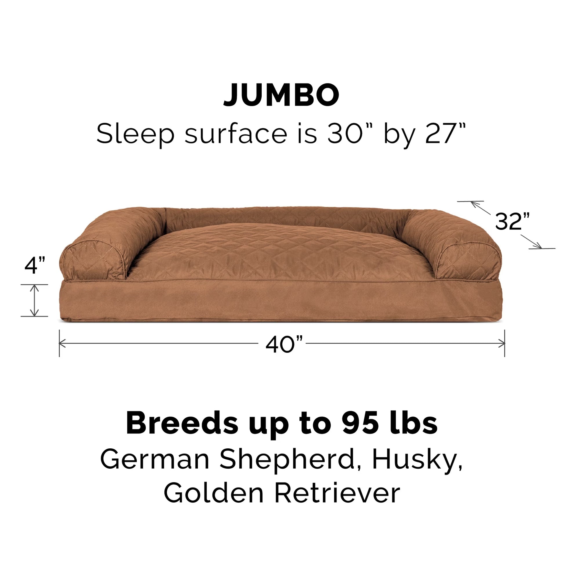 Pet Products Quilted Pillow Sofa Pet Bed for Dogs & Cats - Toasted Brown, Jumbo
