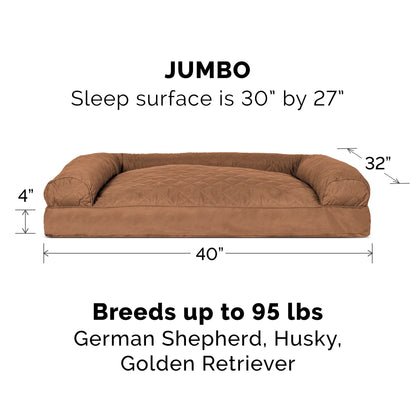 Pet Products Quilted Pillow Sofa Pet Bed for Dogs & Cats - Toasted Brown, Jumbo